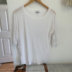 White semi sheer pullover lounge top EXPRESS fitted wrists mid sleeve xs brialyn